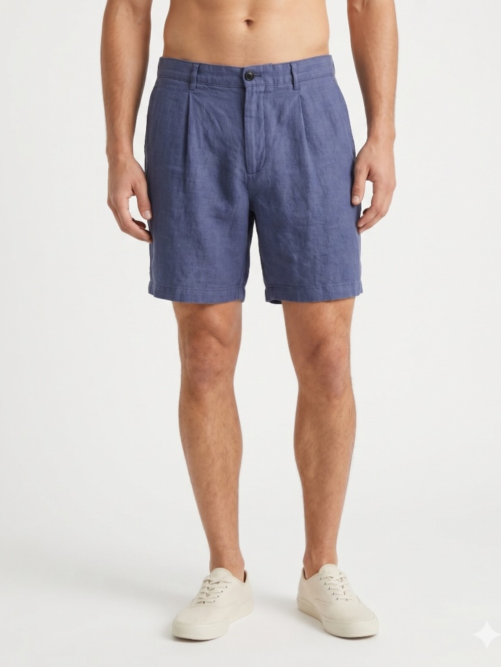 Banana Republic Men's 7" Linen Shorts Blue Pleated Size 38 Casual Summer